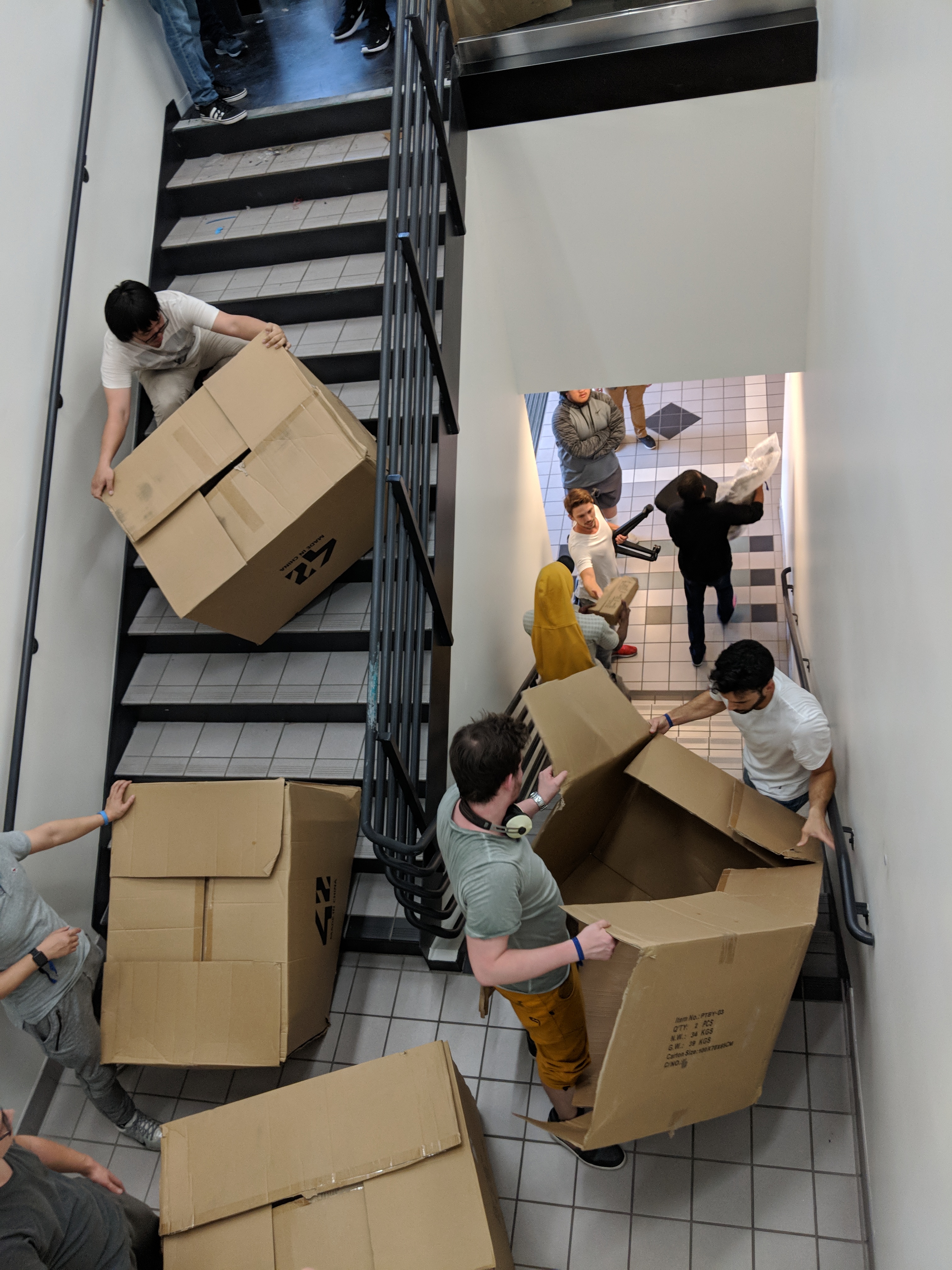 Helping to clear out the storage Hauling cubes!